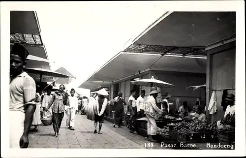 Foto Ak Bandung Bandoeng Java Indonesien, Pasar Baroe