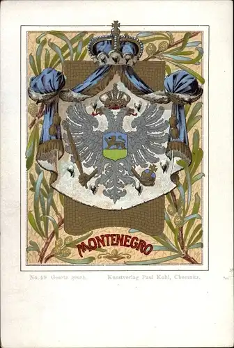 Wappen Litho Montenegro, Teil der Staatsflagge, Doppelköpfiger Adler