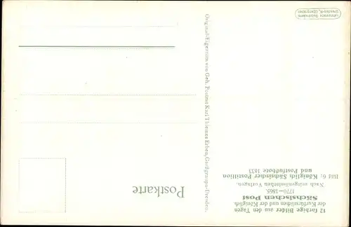 Künstler Ak Müller, G., 6. Königlich Sächsischer Postillion und Postfussbote 1833