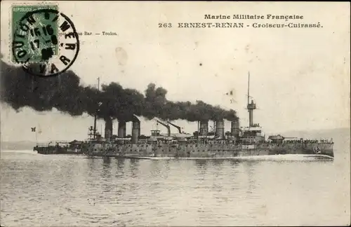Ak Französisches Kriegsschiff, Ernest Renan, Croiseur Cuirasse