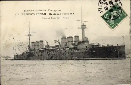 Ak Französisches Kriegsschiff, Ernest Renan, Croiseur Cuirasse