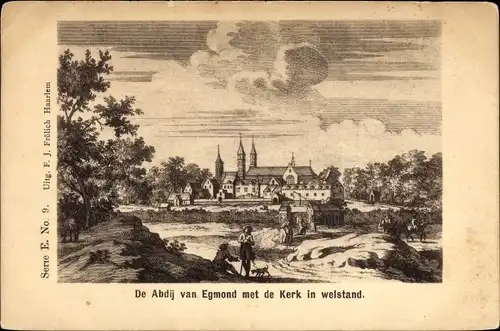 Künstler Ak Egmond aan Zee Nordholland Niederlande, De Abdij van Egmond met de Kerk in welstand