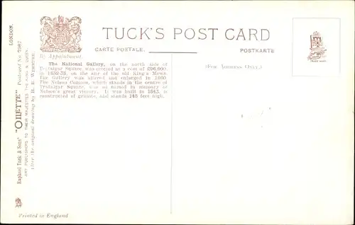 Künstler Ak London City, The National Gallery, Street View