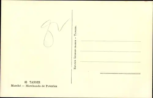 Ak Tanger Marokko, Marchands de Poteries, Marktszene