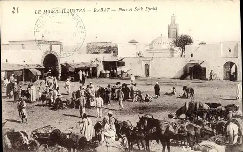 Ak Rabat Marokko, Place et Souk Djedid, Marktszene, Panorama