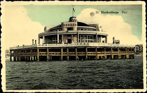 Ak Blankenberghe Blankenberge Westflandern, Pier, Blick vom Meer