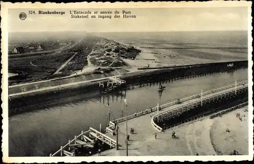 Ak Blankenberghe Blankenberge Westflandern, L'Estacade et entree du Port