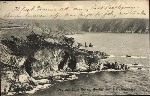 Ak Kanalinsel Guernsey, Dog and Lion Rocks, Moulin Huet Bay