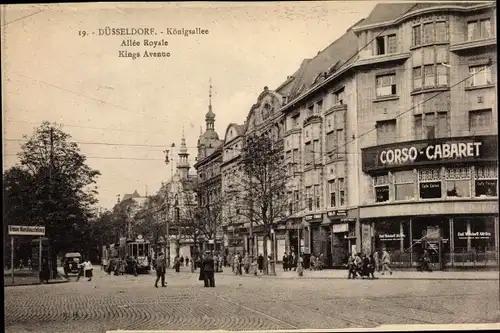 Ak Düsseldorf am Rhein, Königsallee, Corso Kabaret, Straßenbahn