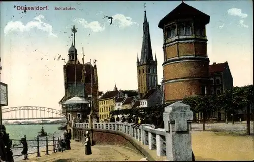 Ak Düsseldorf am Rhein, Schloßufer, Brücke