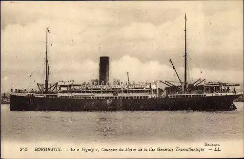Ak Nos Courriers, Paquebot Figuig, Courrier du Maroc, CGT French Line, Bordeaux, Schiff