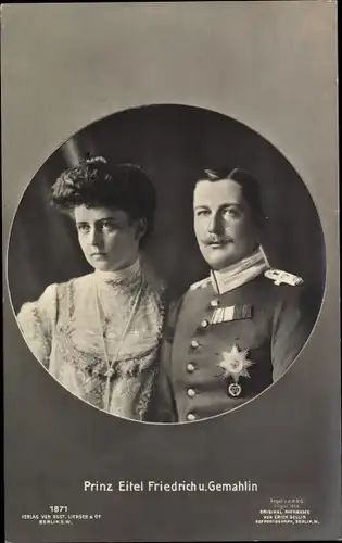 Passepartout Ak Eitel Friedrich Prinz von Preussen, Sophie Charlotte v Oldenburg