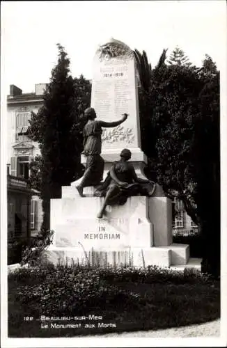 Ak Beaulieu sur Mer Alpes Maritimes, Le Monument aux Morts