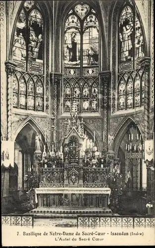 Ak Issoudun Indre, Basilique de Notre-Dame du Sacre-Coeur, L'Autel du Sacre Coeur