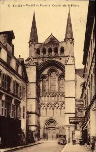 Ak Lisieux Calvados, Portail du Paradis, Cathedrale St-Pierre