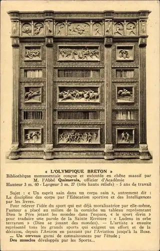 Ak Ille et Vilaine Frankreich, L'Abbe Quemerais, L'Olympique Breton, Bibliotheque monumentale