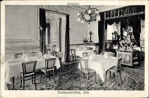 Ak Köln am Rhein, Continental-Hotel, Restaurant