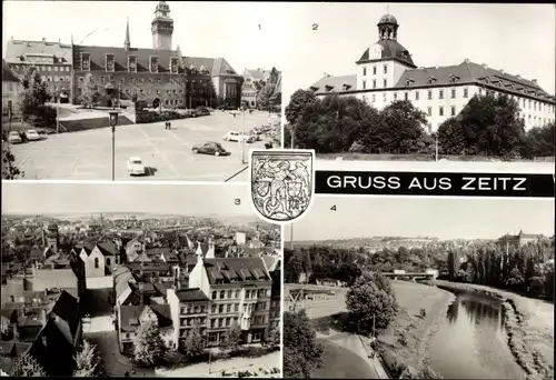 Ak Zeitz im Burgenlandkreis, Rathaus, Friedensplatz, Moritzburg, Karl Marx Brücke