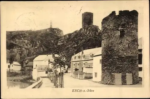 Ak Esch sur Sure Esch an der Sauer Luxemburg, Hotel des Ardennes, Turm