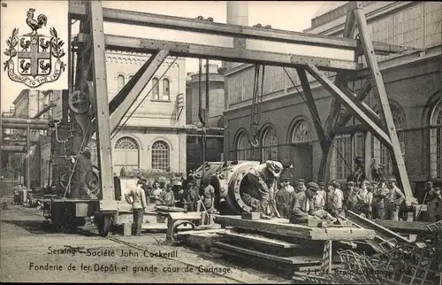 Ak Seraing Wallonien Lüttich, Société John Cockerill, Fonderie de fer, Cour de Curinage, Eisenwerk