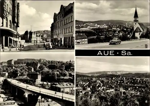 Ak Aue im Erzgebirge Sachsen, Karl-Marx-Platz, Hauptpostamt, Karl-Marx-Brücke