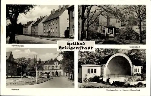 Ak Heilbad Heiligenstadt Eichsfeld Thüringen, Bahnhofstraße, Kneippbad, Bahnhof, Musikpavillon
