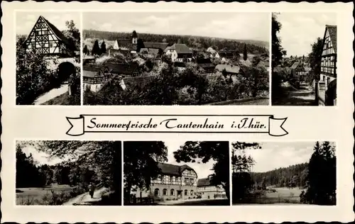 Ak Tautenhain in Thüringen, Blick auf den Ort, Fachwerkbauten, Wald