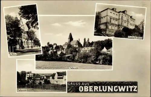 Ak Oberlungwitz, Rathaus, Humboldt Schule, Teilansicht