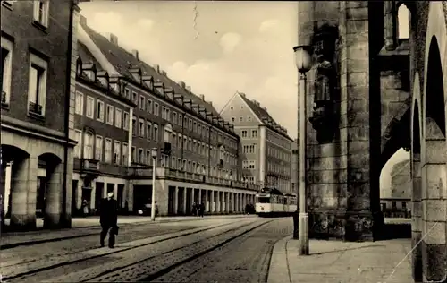 Ak Karl Marx Stadt Chemnitz in Sachsen, Innere Klosterstraße, Straßenbahn