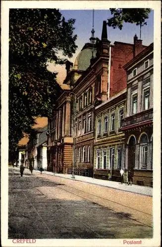 Ak Krefeld am Niederrhein, Postamt, Straßenpartie