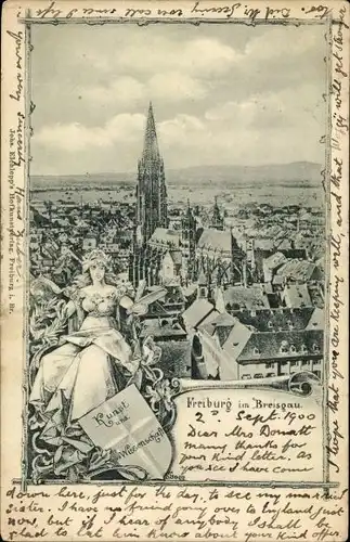 Ak Freiburg im Breisgau, Blick auf den Ort