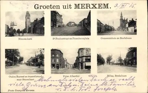 Ak Merxem Merksem Flandern Antwerpen, Villas, Bredabaan, Prins Albertlei, Kerk, St Paulusstraat
