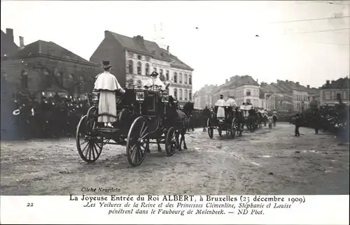 Ak Bruxelles Brüssel, König Albert I. von Belgien, Joyeuse Entrée le 23. Décembre 1909