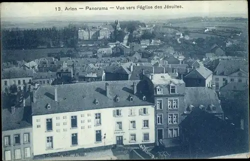 Ak Arlon Aarlen Wallonien Luxemburg, Panorama, Vue vers l'eglise des Jesuites