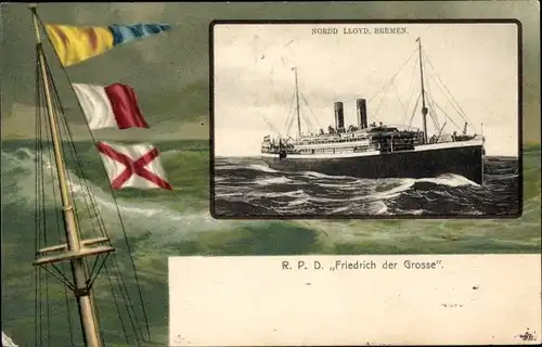 Passepartout Ak Reichspostdampfer Friedrich der Große, Norddeutscher Lloyd