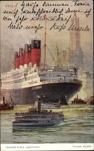 Ak Dampfer Aquitania, Cunard