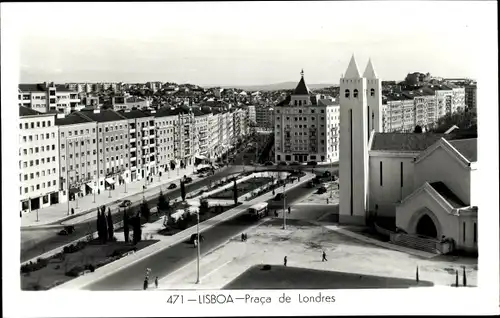 Ak Lisboa Lissabon Portugal, Praca de Londres, Kirche, Platz