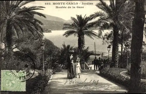 Ak Monte Carlo Monaco, Jardins, Montee de la Gare