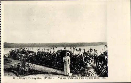 Ak Banghi Republik Kongo Französisch Kongo, Blick auf den Oubanghi von der Europäischen Terrasse