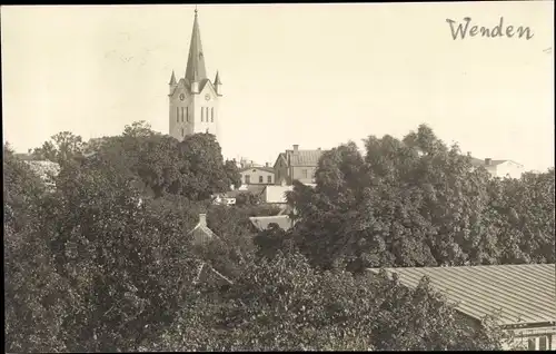 Foto Ak Cesis Wenden Lettland, Ortsansicht, Kirchturm