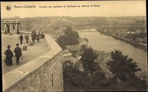 Ak Namur Wallonien, Citadelle, Tourelle des Guetteurs et Confluent de Sambre et Meuse