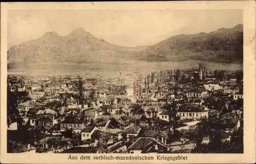 Ak aus dem serbisch-mazedonischen Kriegsgebiet, Stadtpanorama