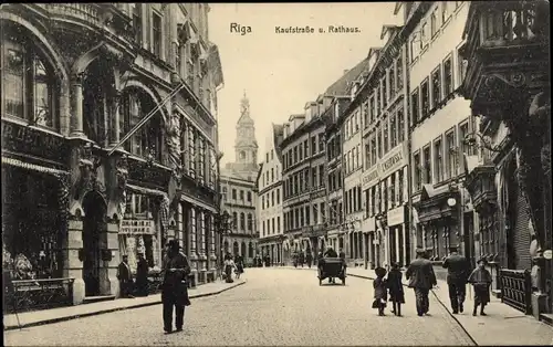 Ak Riga Lettland, Kaufstraße, Rathaus