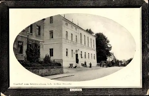 Präge Passepartout Ak Siebenlehn Großschirma Sachsen, Gasthof zum Schützenhaus, Inh. Arthur Straube