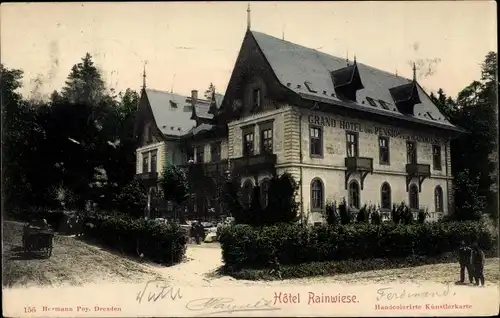 Ak Hřensko Herrnskretschen Elbe Region Aussig, Grand Hotel Rainwiese