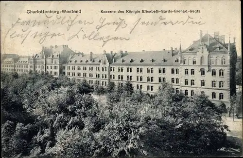 Ak Berlin Charlottenburg Westend, Kaserne des Königin Elisabeth-Garde-Grenadier-Regiments