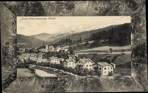 Passepartout Ak Fieberbrunn in Tirol, Gesamtansicht