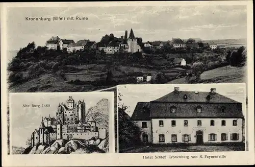 Ak Kronenburg Dahlem in der Eifel, Hotel Schloss Kronenburg von N. Faymonville, Burg, Ruine