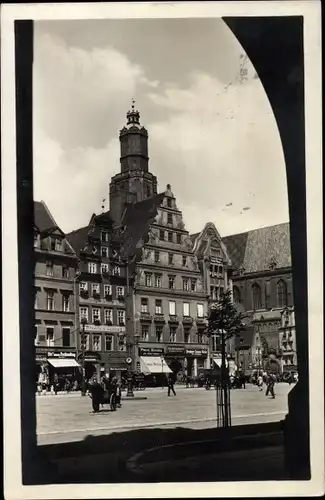 Ak Wrocław Breslau Schlesien, Ring mit Elisabethkirche, Franz Kionka