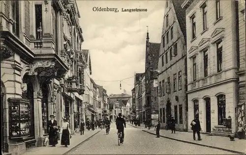 Ak Oldenburg im Großherzogtum Oldenburg, Langestraße, Geschäfte